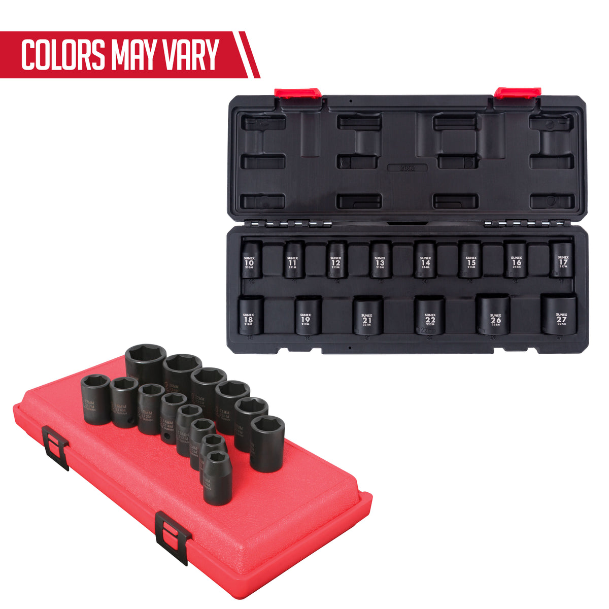 1/2" DRIVE METRIC 6 POINT STANDARD 14-PIECE IMPACT SOCKET SET