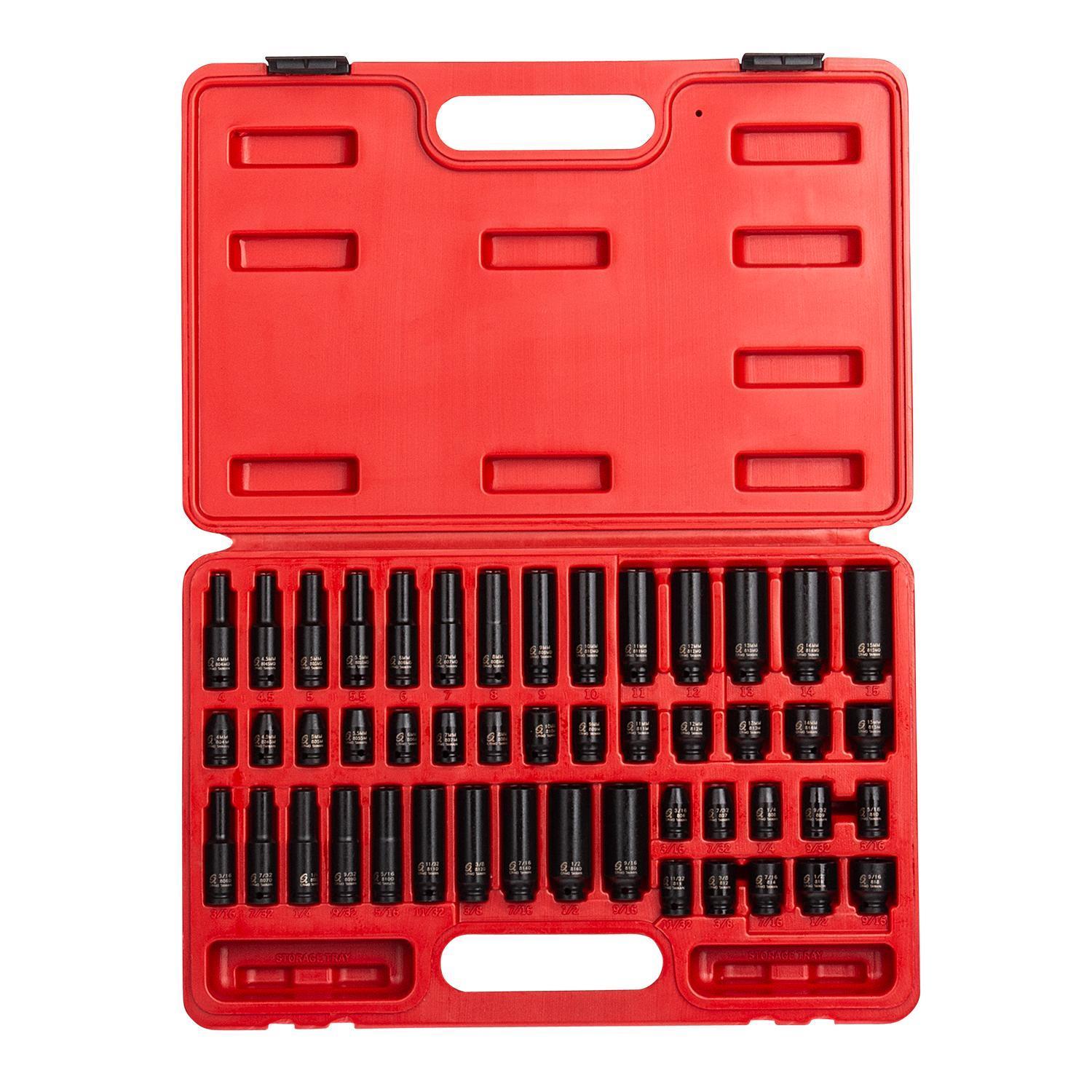 SUNEX TOOLS 1831 1/4 Inch Drive Diepe Magnetische Impact Socket Set - 14-Delig Metrisch 4-15mm