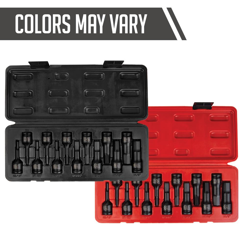 3/8" DRIVE SAE & METRIC 13-PIECE HEX IMPACT BIT SOCKET SET