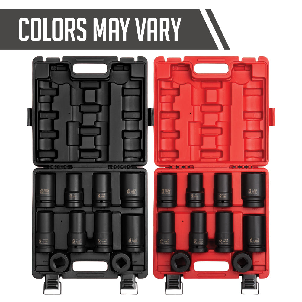 1" DRIVE SAE & METRIC 6 POINT HEAVY-DUTY WHEEL 10-PIECE IMPACT SOCKET SET