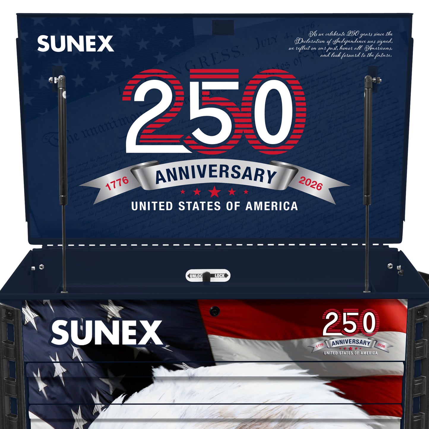 AMERICAN EAGLE 250th – 39" 6 DRAWER PREMIUM SERVICE CART – OLD GLORY BLUE