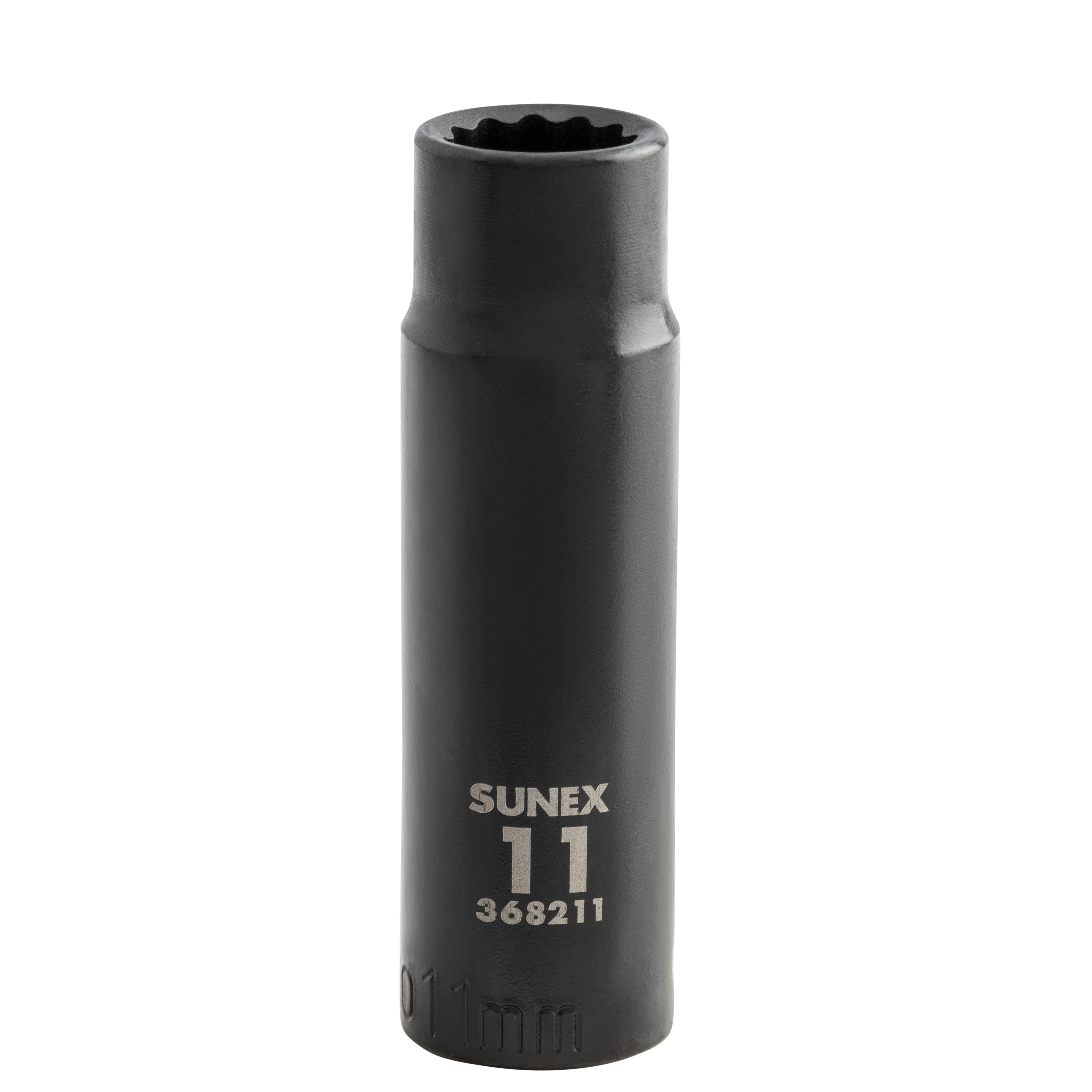 Sunex 368211 3/8-Inch Drive 11mm 12-Point Deep Impact Socket – Chrome Moly Steel, Radius Corner Design