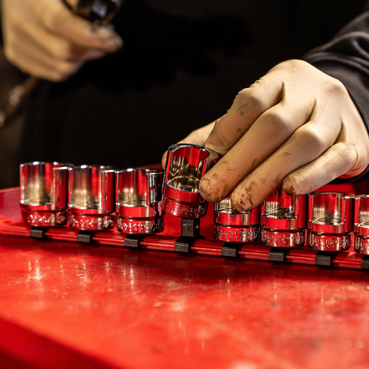 Weatherhead Sockets being used by a technician - chrome specialty sockets