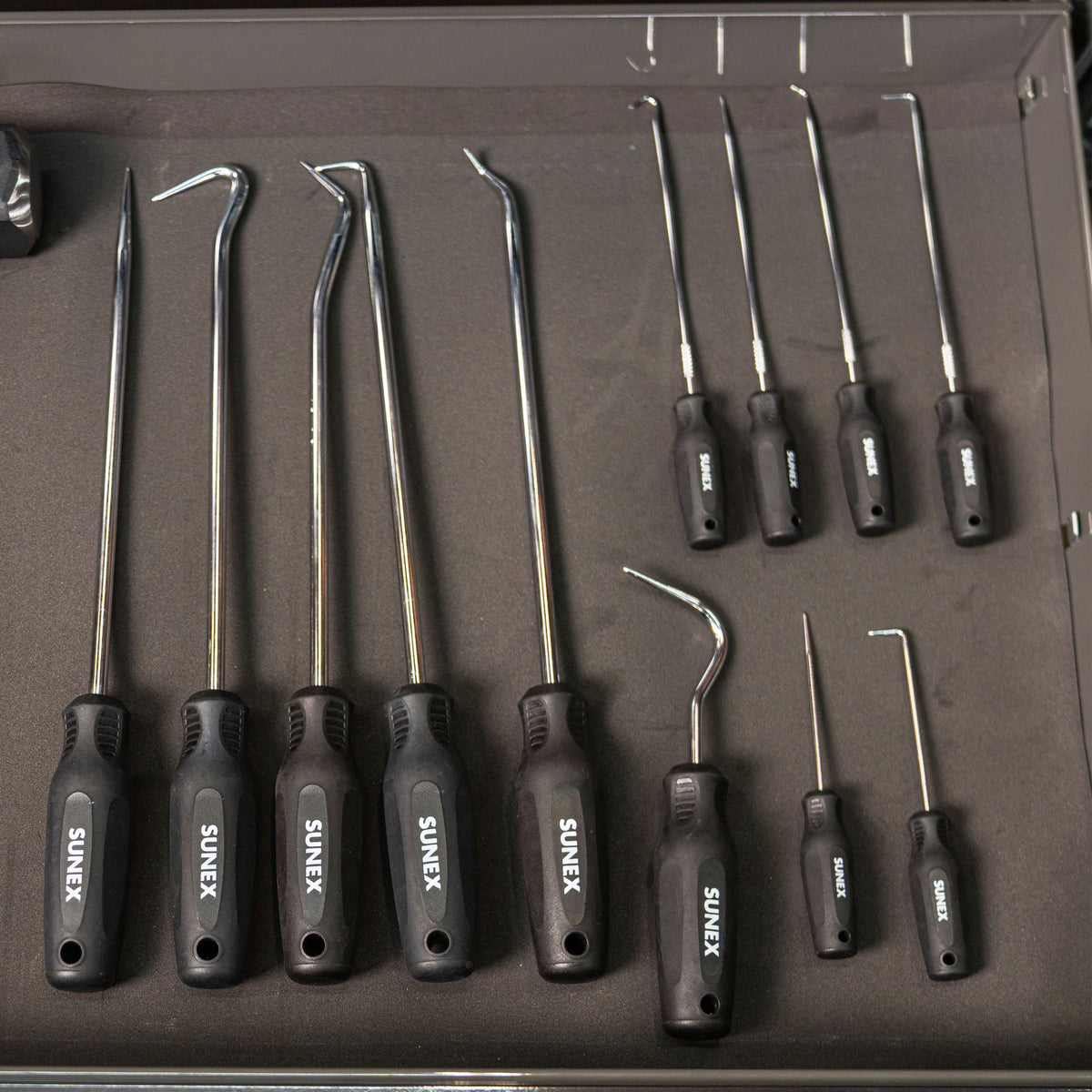 This is an image of Mechanic Specialty Tools including Hook and Picks in the drawer of a tool box.