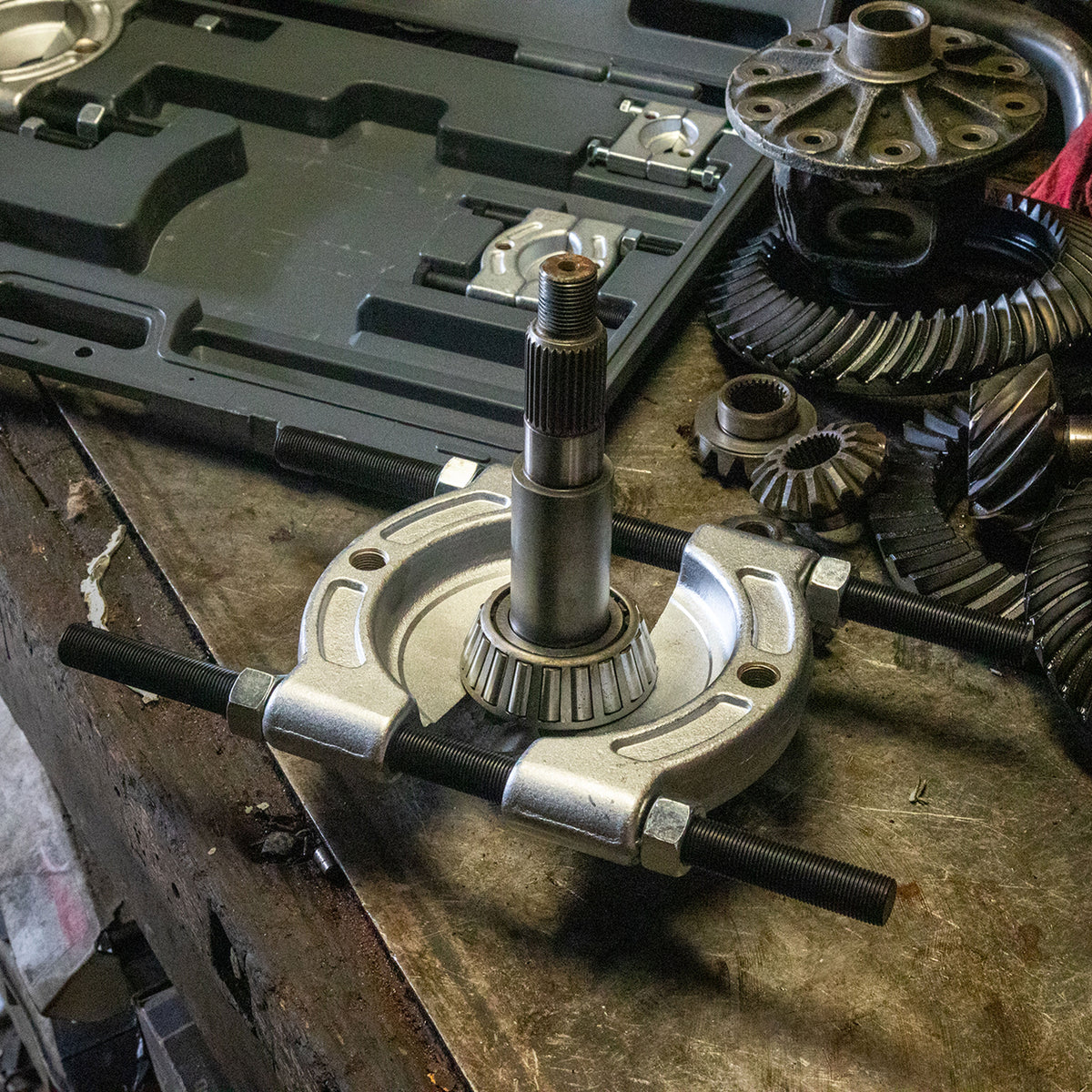 SUNEX Tools Press Accessories in a workshop environment.