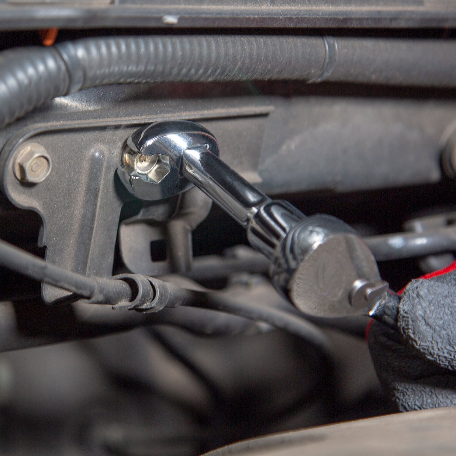 SUNEX Crowfoot Wrench in use with extension and ratchet