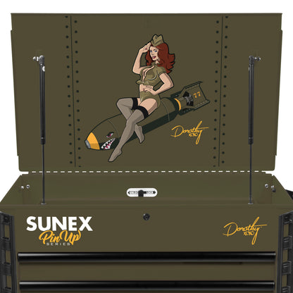 PIN-UP SERIES “DOROTHY” – 39" 6 DRAWER PREMIUM SERVICE CART – VICTORY VIXEN OD GREEN