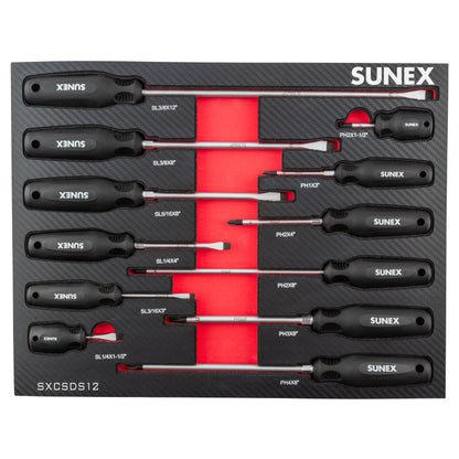 PHILLIPS® & SLOTTED MAGNETIC 12 PIECE SCREWDRIVER SET IN EVA FOAM