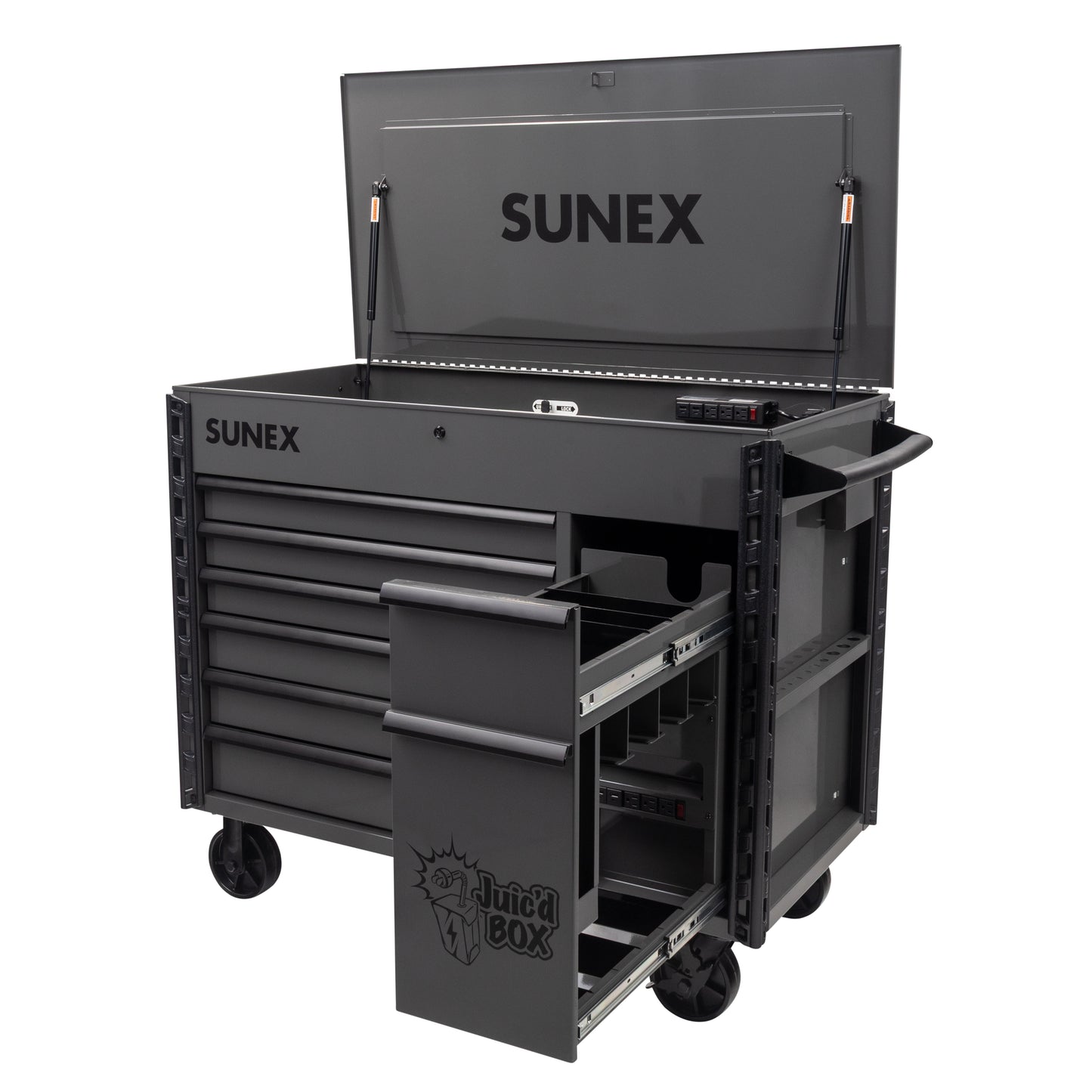 JUIC’D BOX 50" 7 DRAWER POWERED CART – GRAY