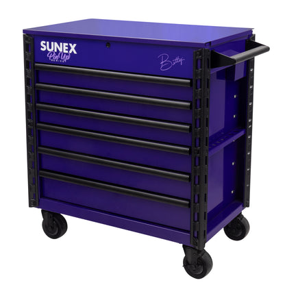 PIN-UP SERIES “BETTY” – 39" 6 DRAWER PREMIUM SERVICE CART – PIN-UP PLUM