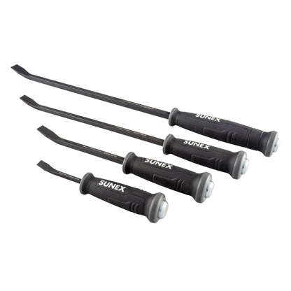 4 PIECE CURVED TIP PRY BAR SET WITH STRIKING CAPS (8", 12", 18", AND 24")