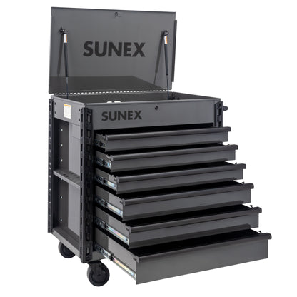 39" 6 DRAWER PREMIUM SERVICE CART – GRAY