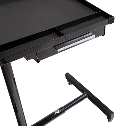 DELUXE ADJUSTABLE WORK TABLE WITH DRAWER - BLACK