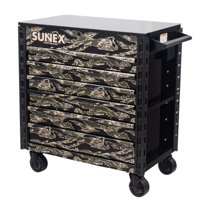 SHADOW TIGER CAMOUFLAGE – 39" 6 DRAWER PREMIUM SERVICE CART – BLACK