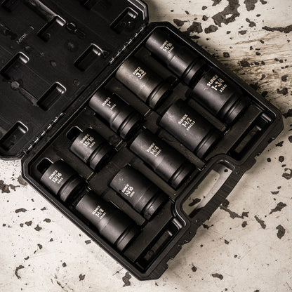 1" DRIVE SAE & METRIC 6 POINT HEAVY-DUTY WHEEL 10-PIECE IMPACT SOCKET SET