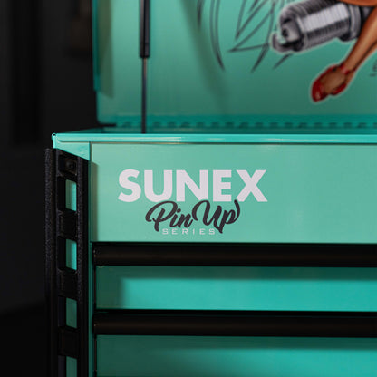 PIN-UP SERIES “GERTIE” – 39" 6 DRAWER PREMIUM SERVICE CART – ATOMIC ANGEL AQUA