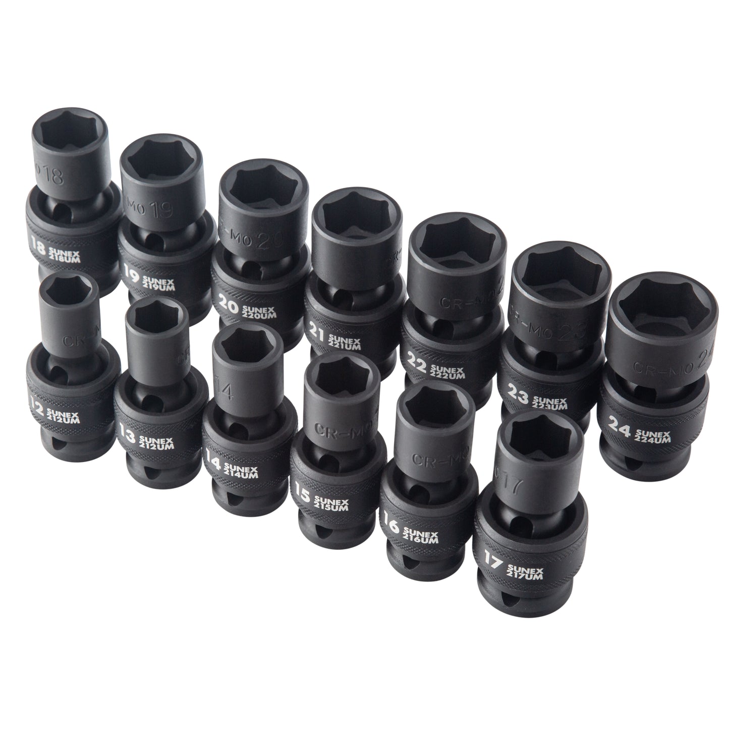 1/2" DRIVE METRIC 6 POINT STANDARD UNIVERSAL 13-PIECE IMPACT SOCKET SET