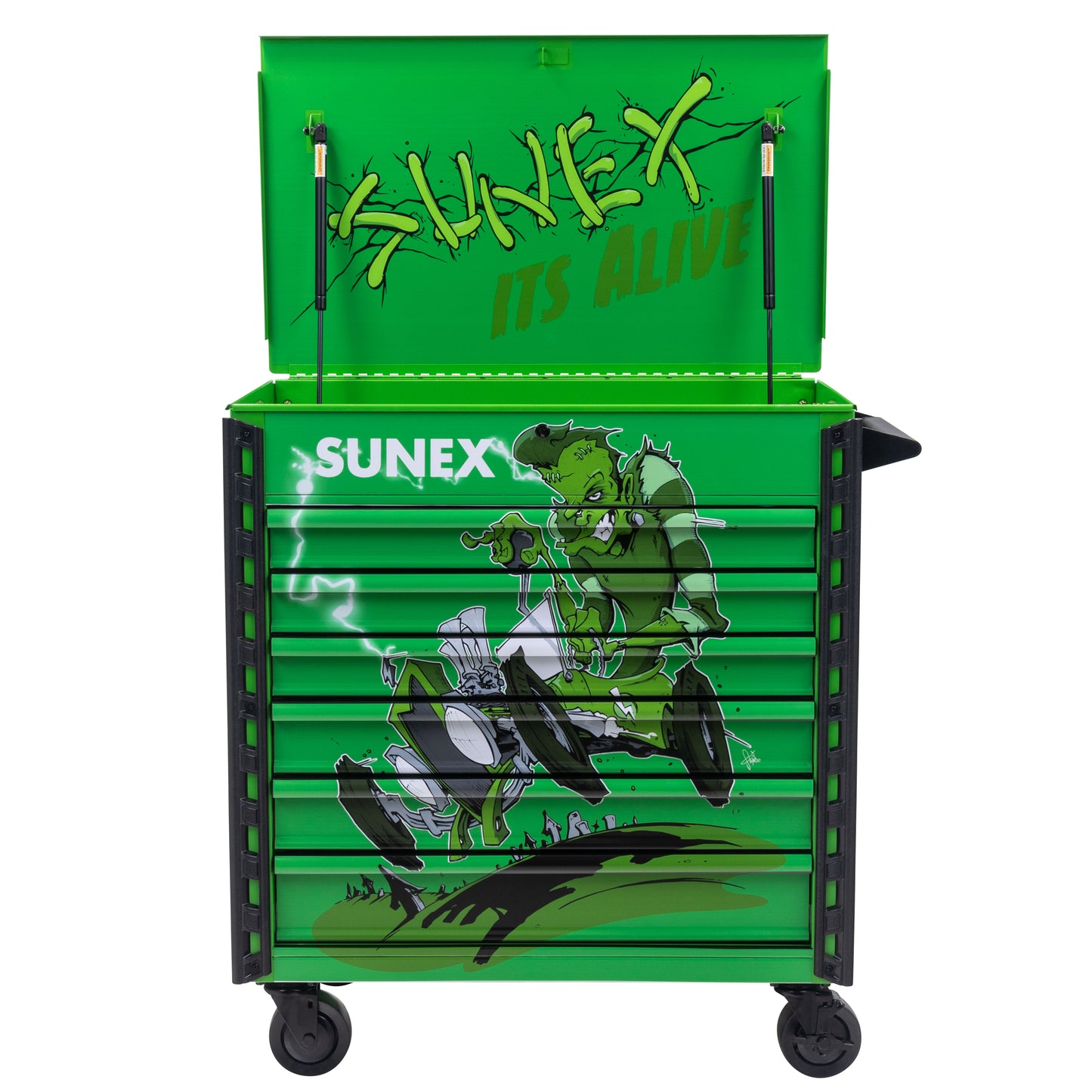 TONY SQUINDO “ITS ALIVE” PREMIUM FULL DRAWER SERVICE CART - LIME GREEN