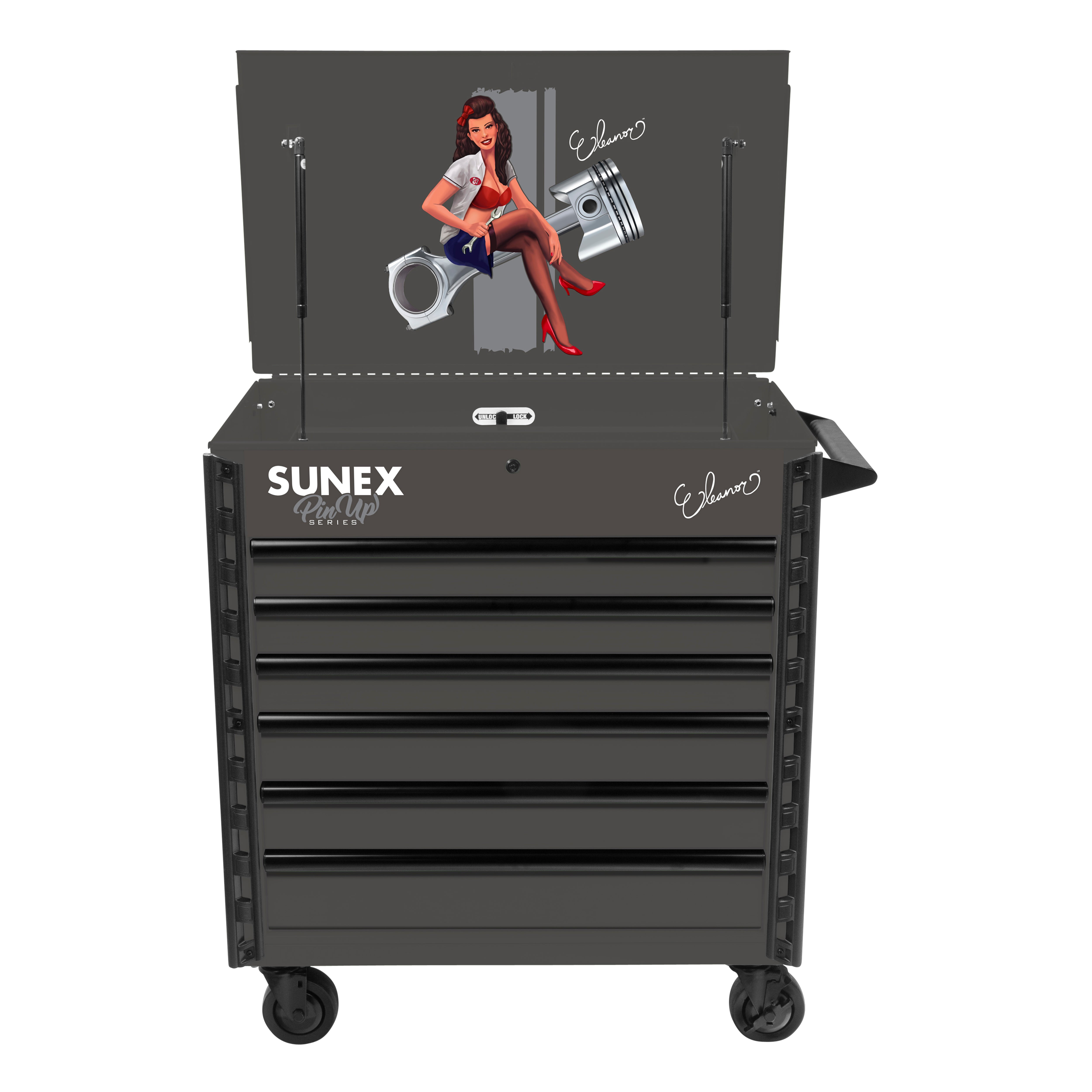ELEANOR - Gray Premium Full Drawer Service Cart Pin-Up Series