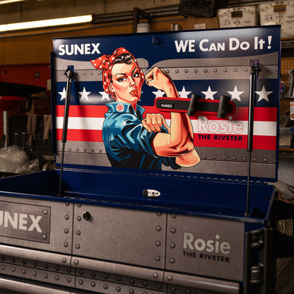 ROSIE THE RIVETER – 39" 6 DRAWER PREMIUM SERVICE CART – BLUE