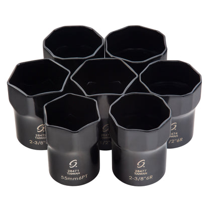 1/2" DRIVE SAE & METRIC WHEEL BEARING LOCKNUT 7-PIECE SOCKET SET