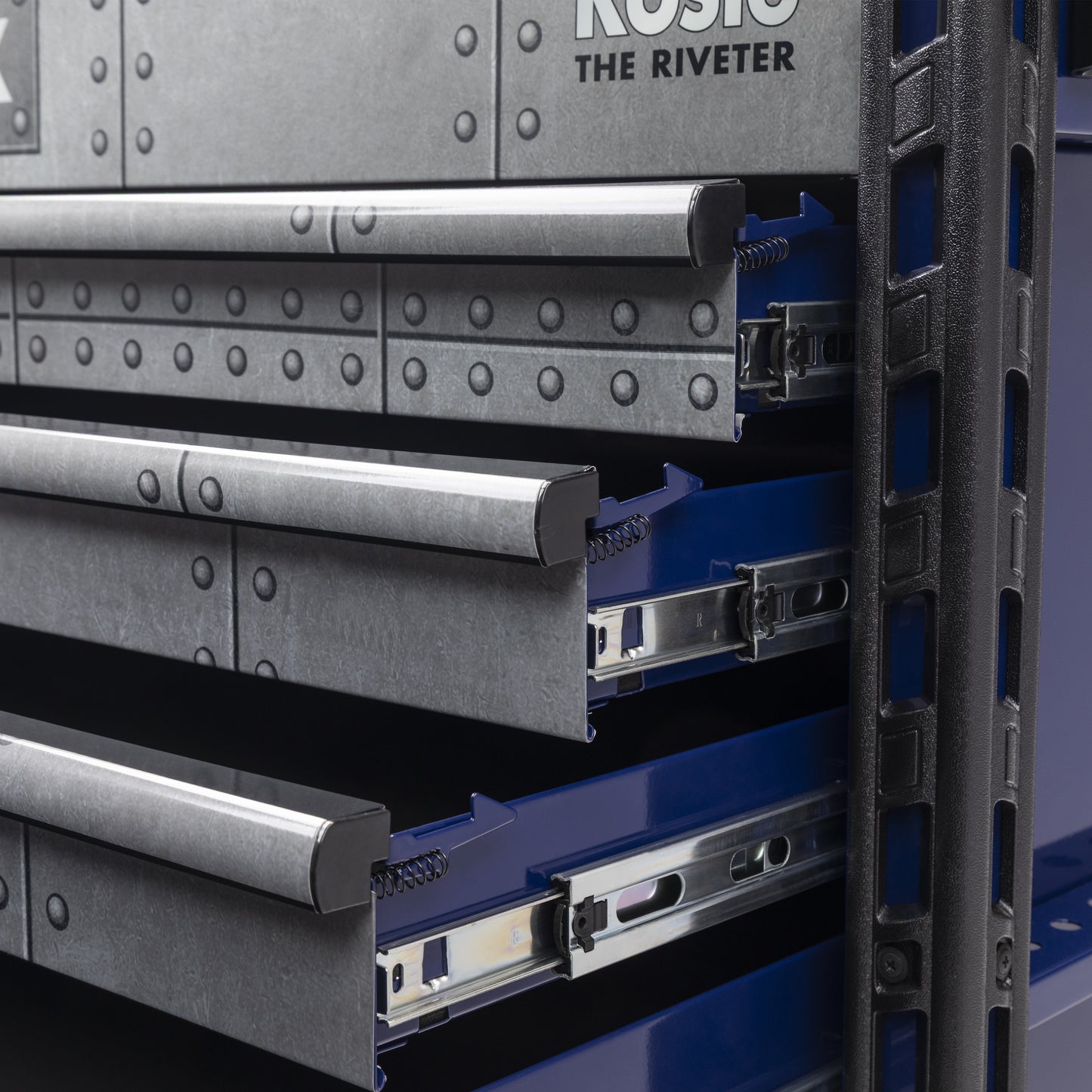 ROSIE THE RIVETER – 39" 6 DRAWER PREMIUM SERVICE CART – BLUE