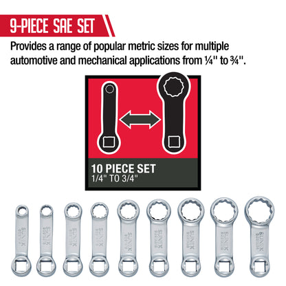3/8" DRIVE 12 POINT SAE 9-PIECE TORQUE ADAPTER SET