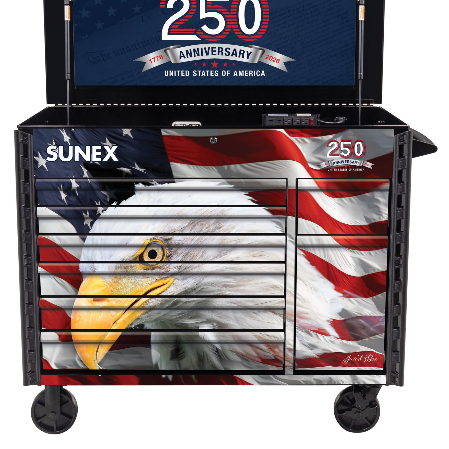 AMERICAN EAGLE 250th - JUIC’D BOX 50" 7 DRAWER POWERED CART – BLACK