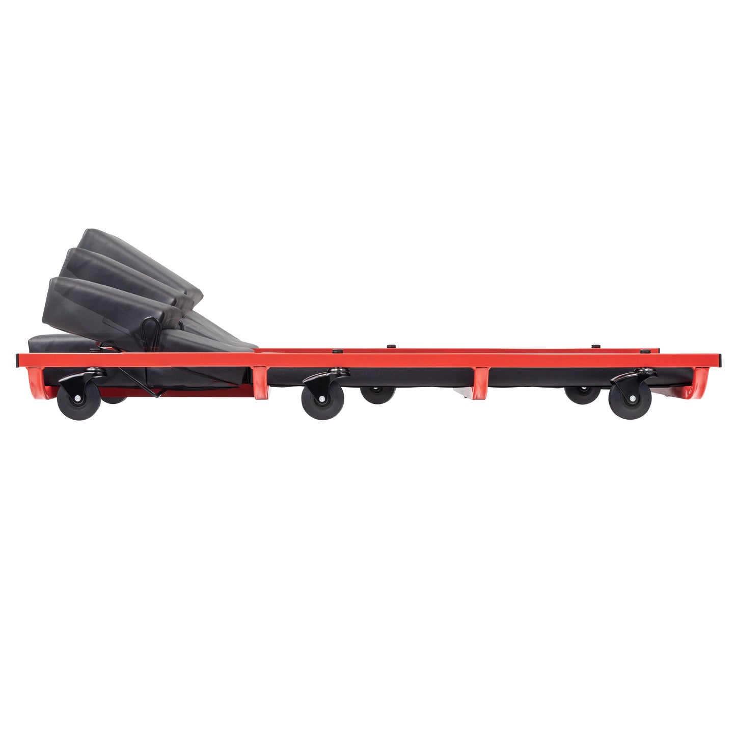 6 CASTER CREEPER WITH ADJUSTABLE HEADREST - BLACK/RED