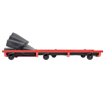 6 CASTER CREEPER WITH ADJUSTABLE HEADREST - BLACK/RED