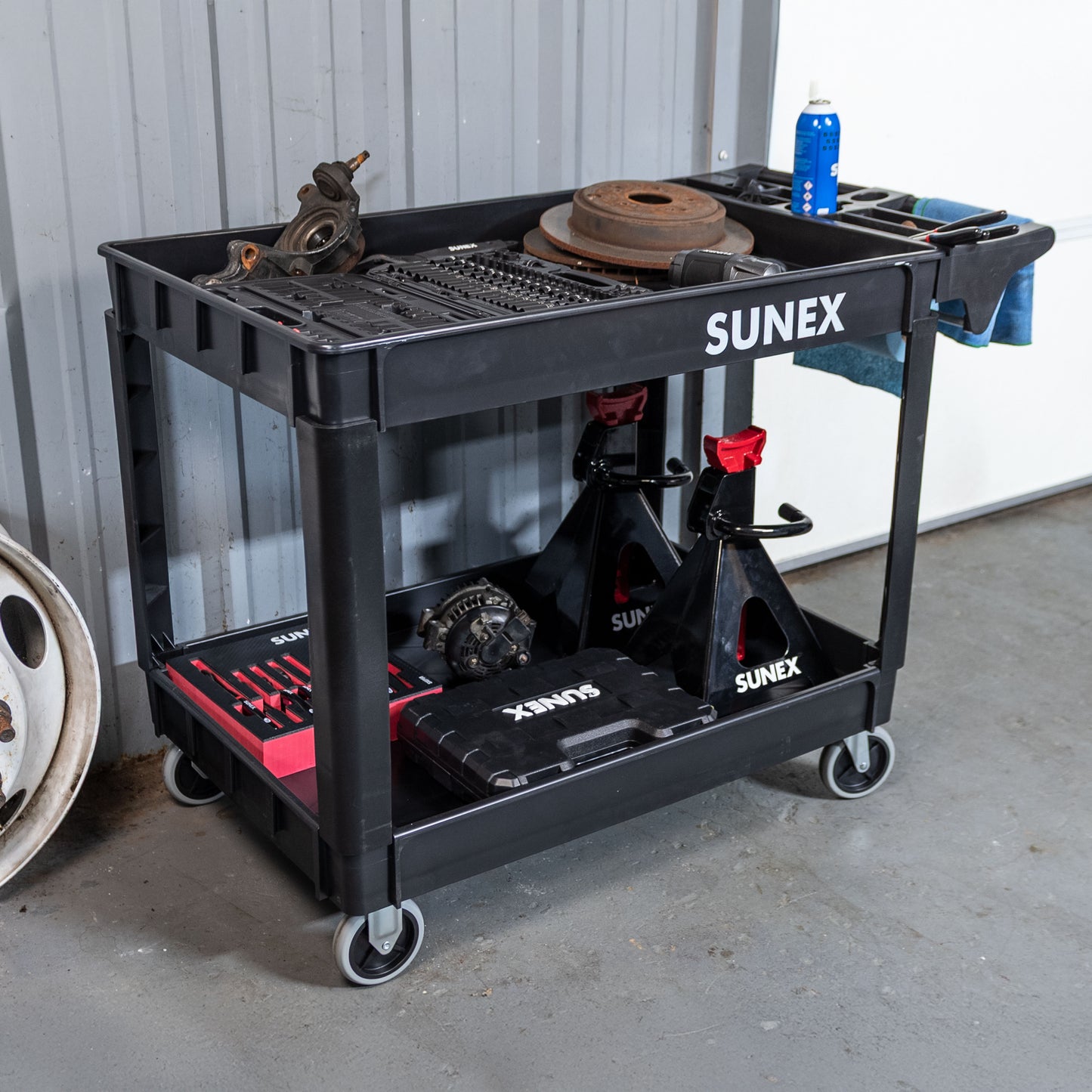 LARGE HEAVY-DUTY 2-SHELF UTILITY CART