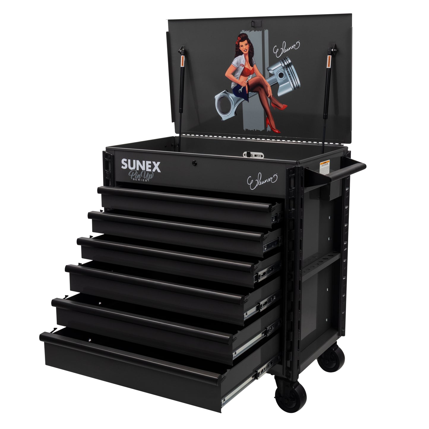 PIN-UP SERIES “ELEANOR” – 39" 6 DRAWER PREMIUM SERVICE CART – SIREN SMOKE
