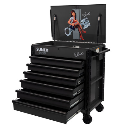 PIN-UP SERIES “ELEANOR” – 39" 6 DRAWER PREMIUM SERVICE CART – SIREN SMOKE