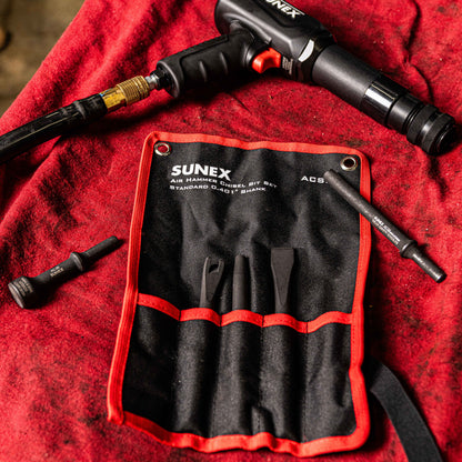 AIR HAMMER CHISEL STANDARD 5 PIECE SET IN PORTABLE TOOL ROLL