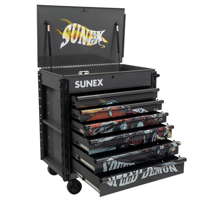 TONY SQUINDO – SPEED DEMON – 39" 6 DRAWER PREMIUM SERVICE CART – GRAY