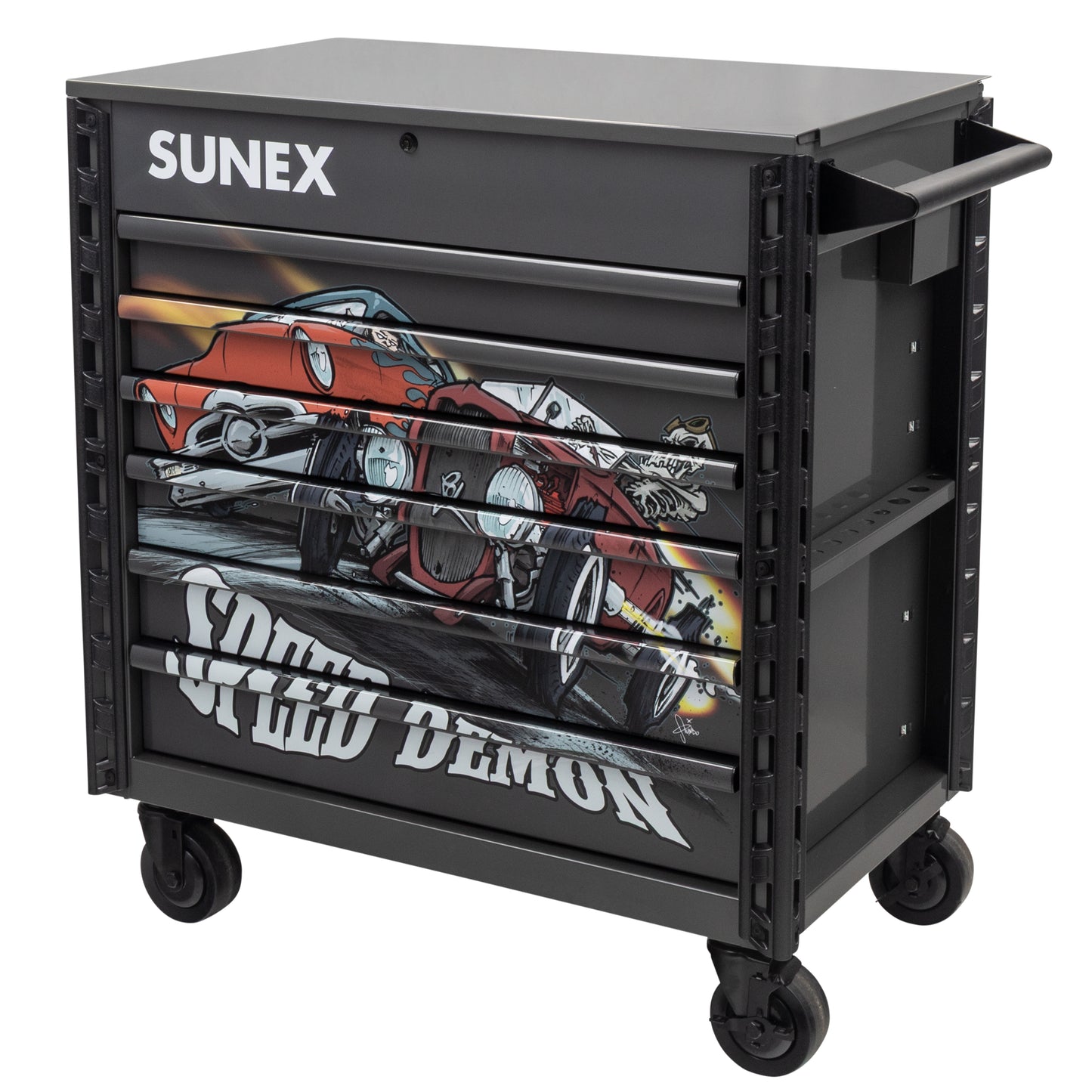 TONY SQUINDO – SPEED DEMON – 39" 6 DRAWER PREMIUM SERVICE CART – GRAY
