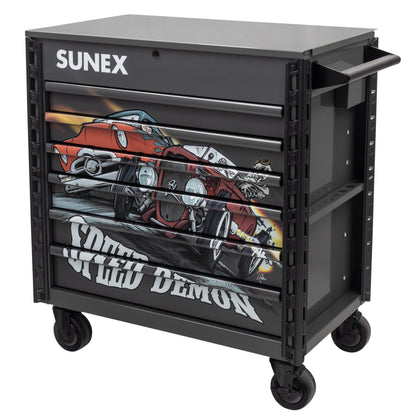 TONY SQUINDO – SPEED DEMON – 39" 6 DRAWER PREMIUM SERVICE CART – GRAY