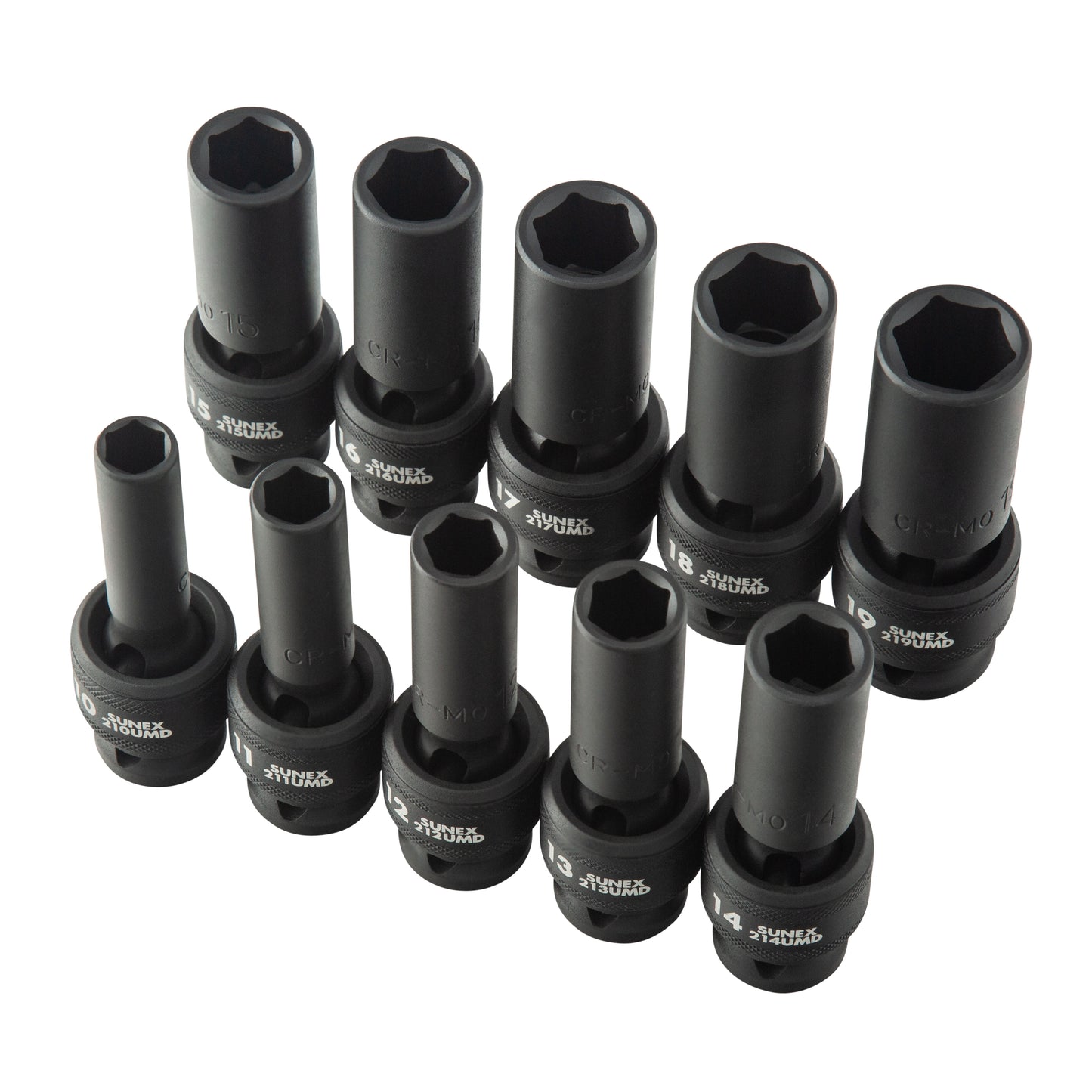 1/2" DRIVE METRIC 6 POINT DEEP UNIVERSAL 10-PIECE IMPACT SOCKET SET