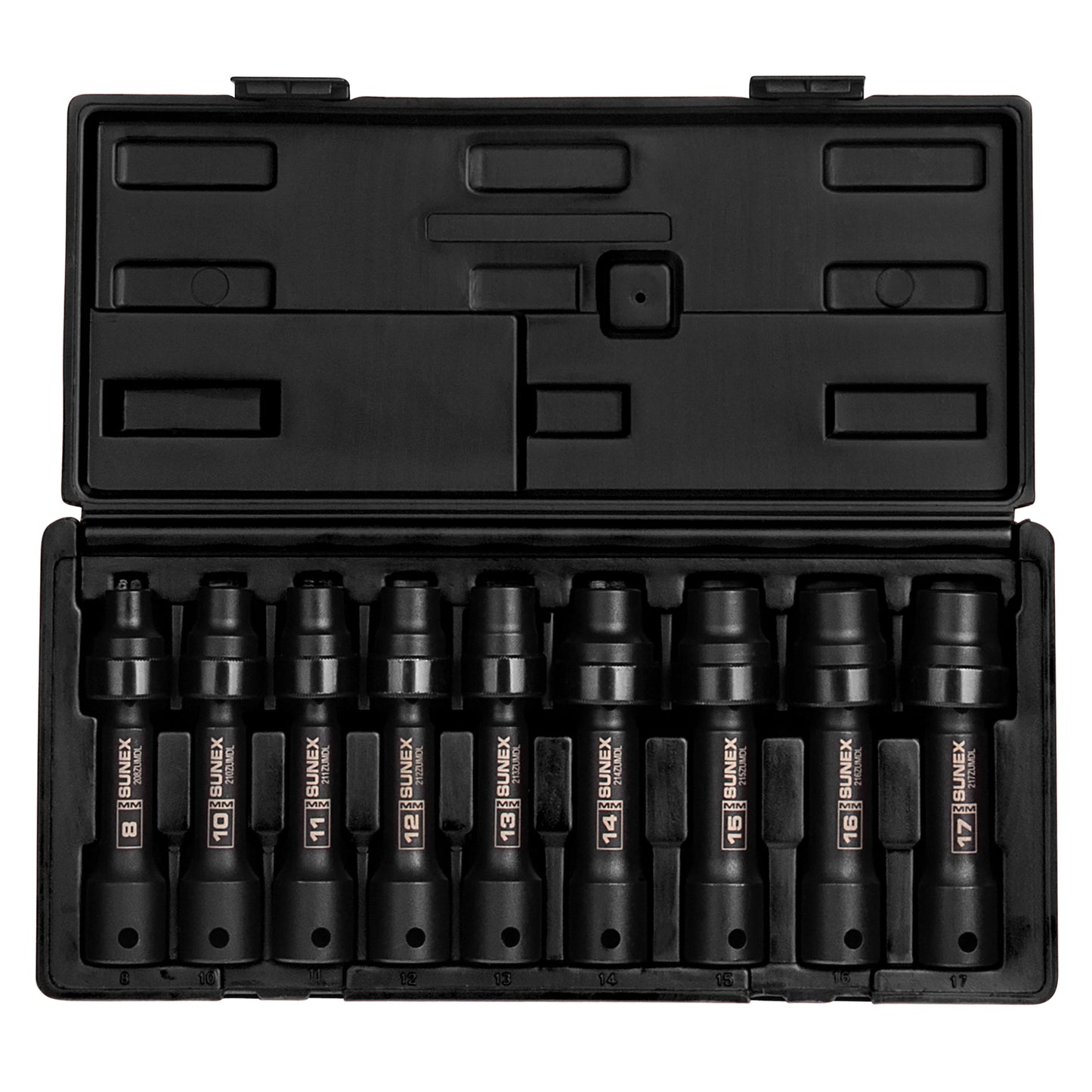 1/2" DRIVE METRIC 12 POINT DRIVELINE LIMITED CLEARANCE UNIVERSAL 9-PIECE IMPACT SOCKET SET