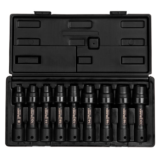 1/2" DRIVE METRIC 12 POINT DRIVELINE LIMITED CLEARANCE UNIVERSAL 9-PIECE IMPACT SOCKET SET
