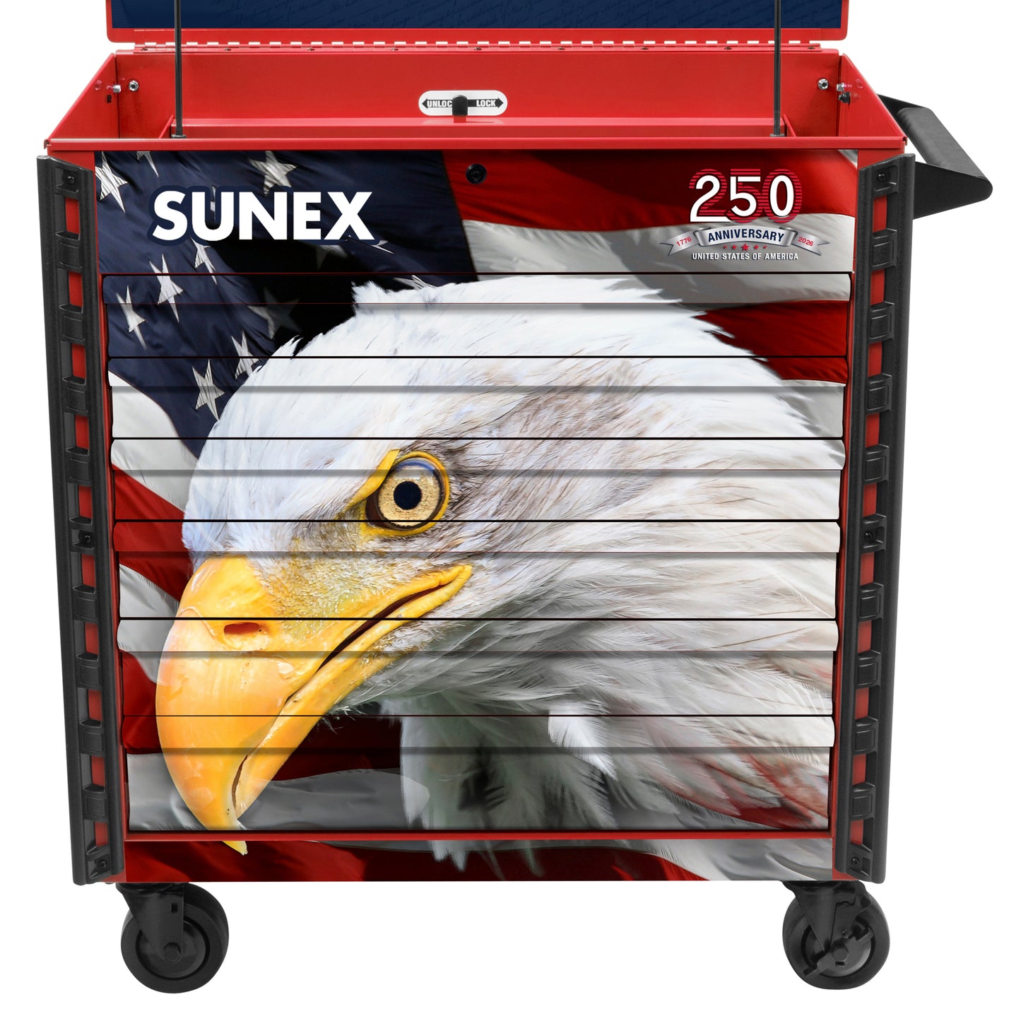 AMERICAN EAGLE 250th – 39" 6 DRAWER PREMIUM SERVICE CART – OLD GLORY RED
