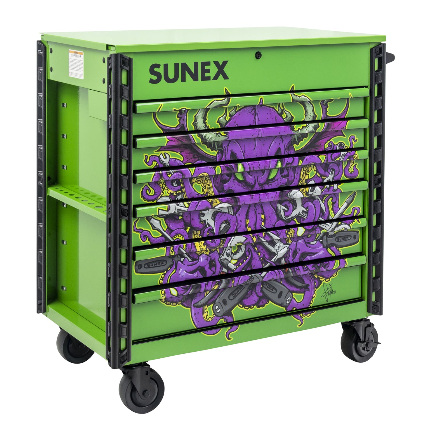 TONY SQUINDO – CTOOLU – 39" 6 DRAWER PREMIUM SERVICE CART – LIME GREEN