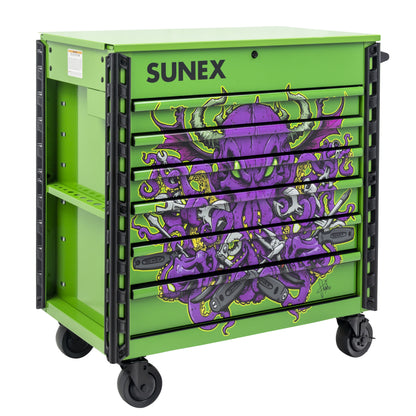 TONY SQUINDO – CTOOLU – 39" 6 DRAWER PREMIUM SERVICE CART – LIME GREEN