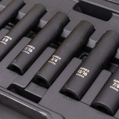 1/2" DRIVE SAE 6 POINT EXTRA DEEP 8-PIECE IMPACT SOCKET SET
