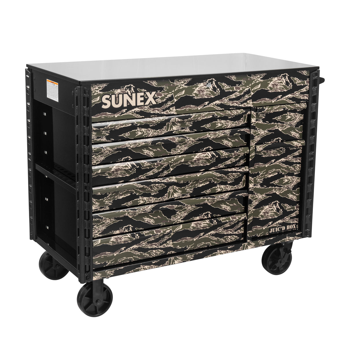 SHADOW TIGER CAMOUFLAGE - JUIC’D BOX 50" 7 DRAWER POWERED CART – BLACK