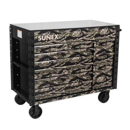 SHADOW TIGER CAMOUFLAGE - JUIC’D BOX 50" 7 DRAWER POWERED CART – BLACK