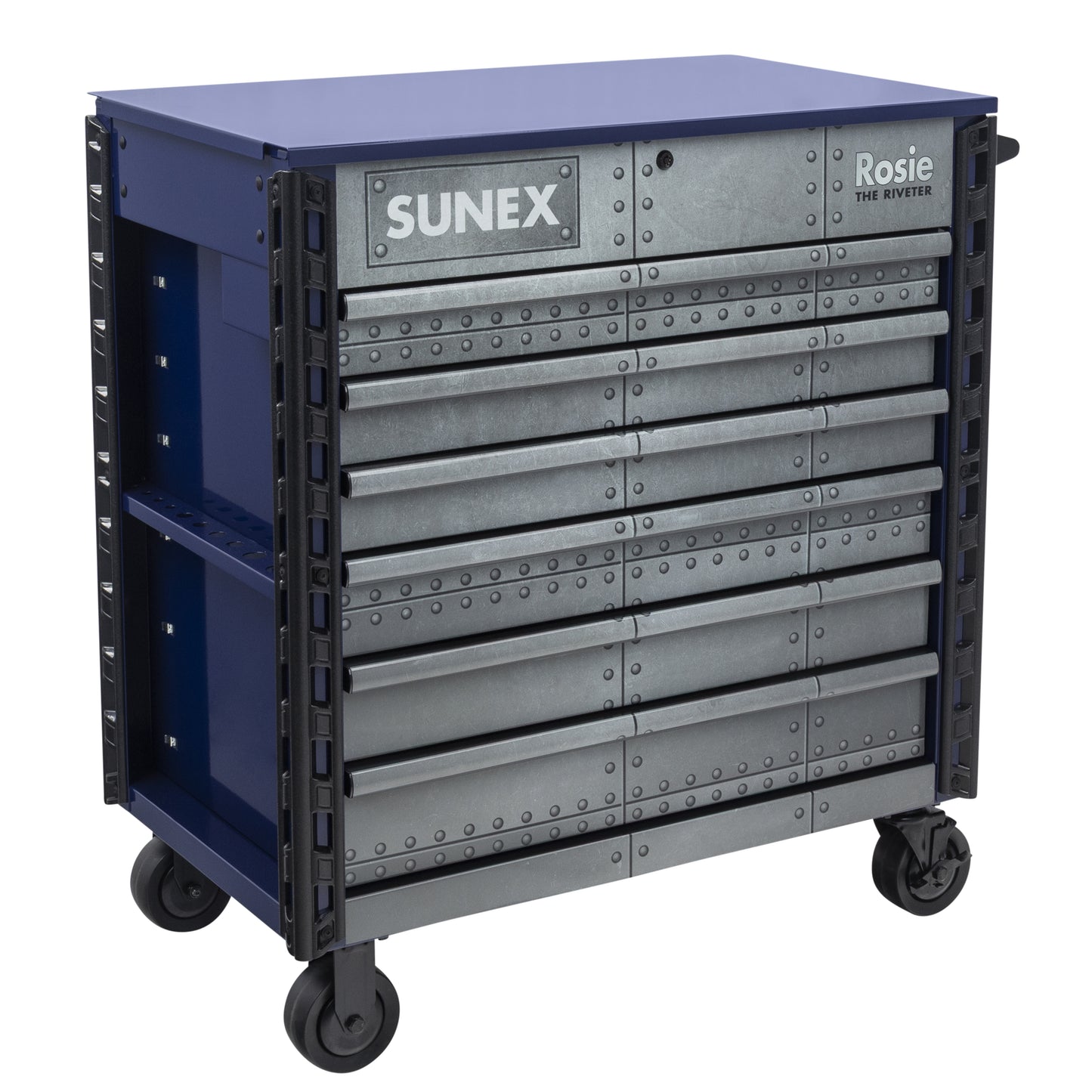 ROSIE THE RIVETER – 39" 6 DRAWER PREMIUM SERVICE CART – BLUE