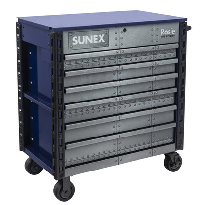 ROSIE THE RIVETER – 39" 6 DRAWER PREMIUM SERVICE CART – BLUE