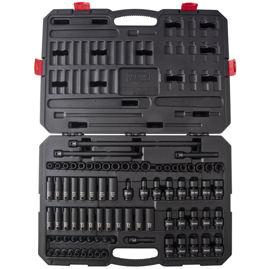 3/8" DRIVE SAE & METRIC 6 POINT STANDARD & DEEP WITH UNIVERSAL SOCKETS , STAR & EXTERNAL STAR BIT 80-PIECE MASTER IMPACT SOCKET SET