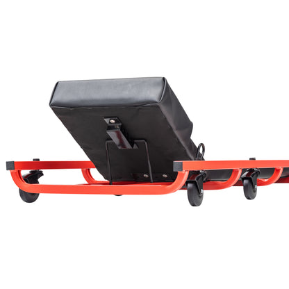 6 CASTER CREEPER WITH ADJUSTABLE HEADREST - BLACK/RED